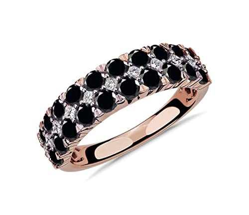 Juweliergift 14k Rose Gold Überzogen Halb Ewigkeit Band Ring Natürlicher Schwarzer Onyx Edelstein Schmuck Schönes Geschenk für Frauen und Mädchen Ring Größe: X von JewelryGift