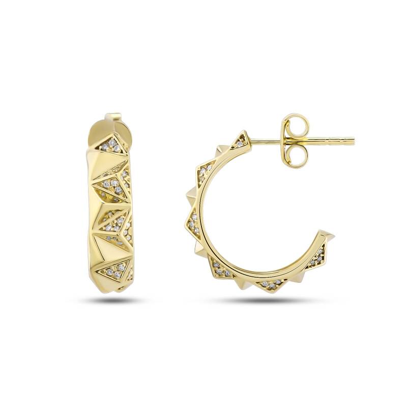 14K Solid Gold Und Diamant Dreieckige Spike Pyramide/Weiß Gelb Oder Roségold Geschenk von JewelryGkrFine