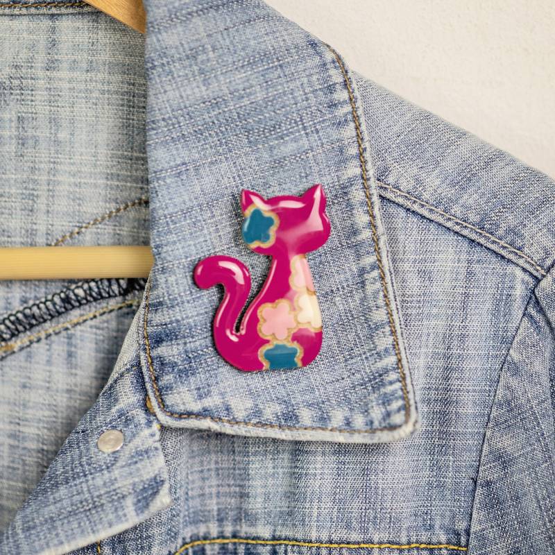 Niedliche Katzen Brosche Geschenke Für Katzenliebhaber, Handgemachter Naturschmuck, Themen Schmuck, Frauen von JewelryKatMade