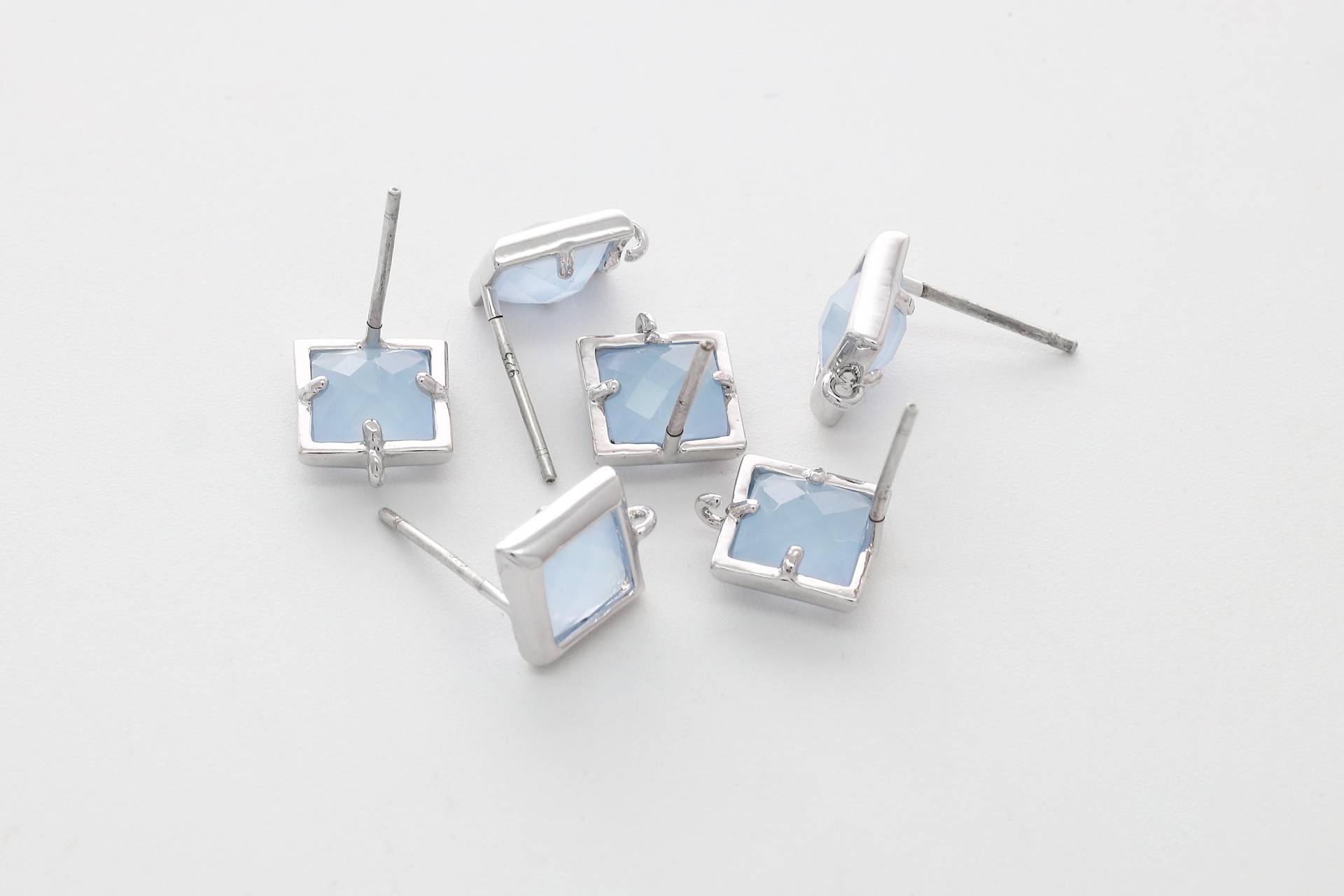 Link Post, Ohrring Machen Gerahmt Glas, N17-R4, 2 Stück, 7, 5 Mm, Original Rhodium Vergoldet Messing, Luftblau Opal, 925 Silber Pfosten, Schneideglas Link Post, Ohrring Machen Gerahmt Glas, N17-R4, 2 Stück, 7, 5 Mm, Original Rhodium Vergoldet Messing, Luftblau Opal, 925 Silber Pfosten, Schneideglas von JewelryKorea