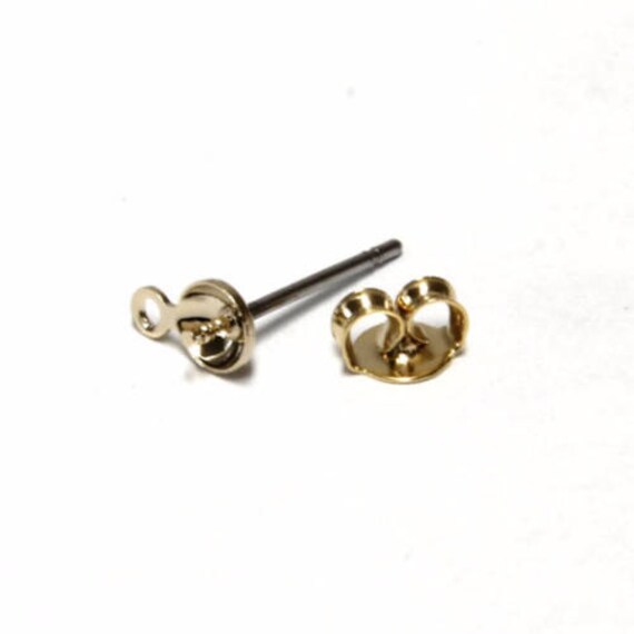 Ohrring Tasse Post Für Halbloch Perlen, Nickel Frei, E10-G1, 20 Stück, 4mm Pad W/Schleife, 16K Vergoldet Messing, Stud Machen Zubehör Ohrring Tasse Post Für Halbloch Perlen, Nickel Frei, E10-G1, 20 Stück, 4mm Pad W/Schleife, 16K Vergoldet Messing, Stud Machen Zubehör von JewelryKorea