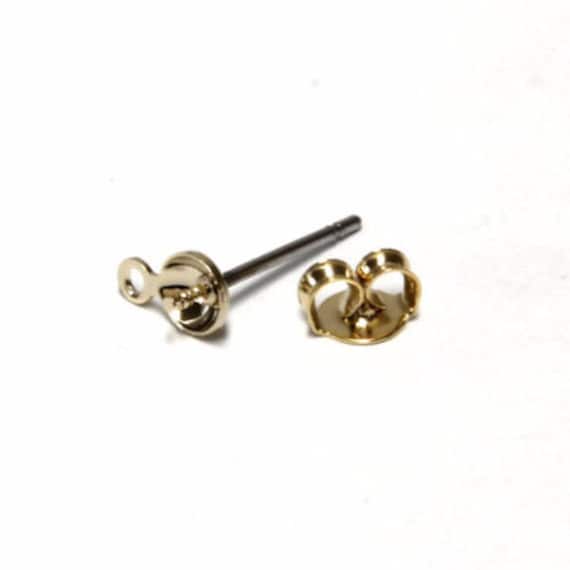 Ohrring Tasse Post Für Halbloch Perlen, Nickel Frei, E10-G1, 20 Stück, 4mm Pad W/Schleife, 16K Vergoldet Messing, Stud Machen Zubehör Ohrring Tasse Post Für Halbloch Perlen, Nickel Frei, E10-G1, 20 Stück, 4mm Pad W/Schleife, 16K Vergoldet Messing, Stud Machen Zubehör von JewelryKorea