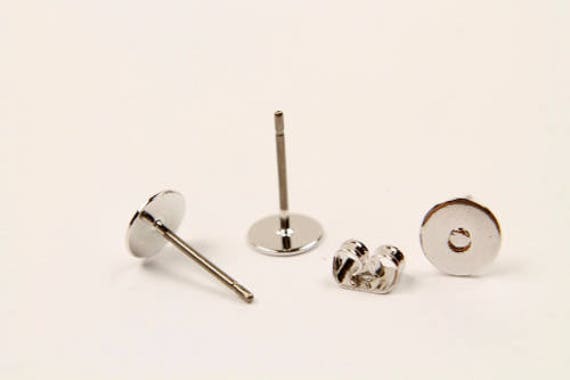 Ohrringstecker Mit Flachem 6 Mm Pad Für Perlen, Nickelfrei, E11-R1, 10 Stück, Rhodiniertes Messing, Zur Herstellung Von Ohrsteckern Ohrringstecker Mit Flachem 6 Mm Pad Für Perlen, Nickelfrei, E11-R1, 10 Stück, Rhodiniertes Messing, Zur Herstellung Von Ohrsteckern von JewelryKorea