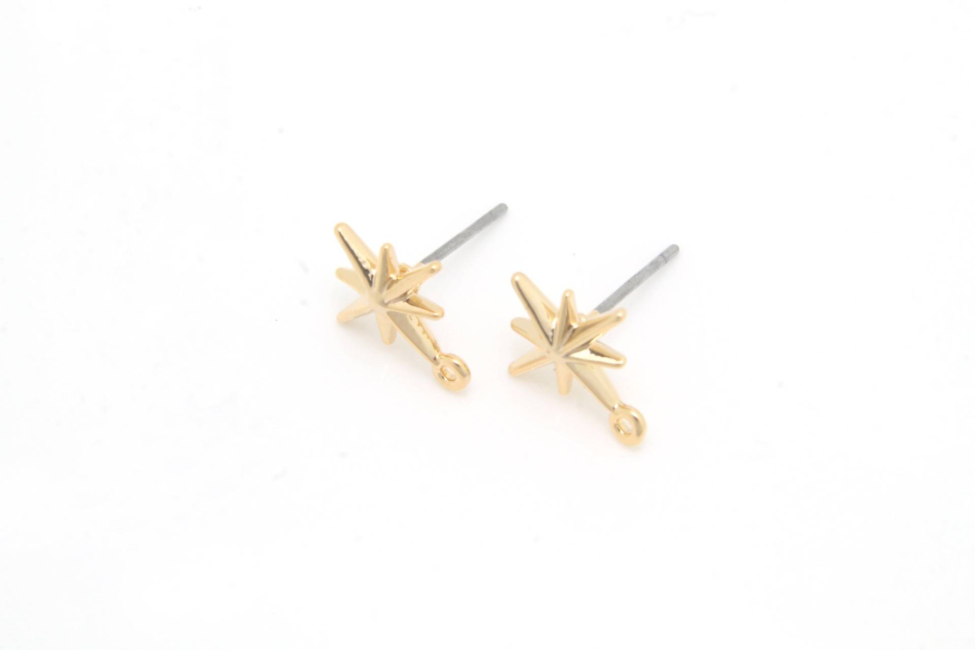 Stern Stift Mit Glied, Nickelfrei, S70-R4, 2 Stück, 10 Mm, Kettenglied-Innendurchmesser 0, 7 16K Vergoldetes Messing Stern Stift Mit Glied, Nickelfrei, S70-R4, 2 Stück, 10 Mm, Kettenglied-Innendurchmesser 0, 7 16K Vergoldetes Messing von JewelryKorea