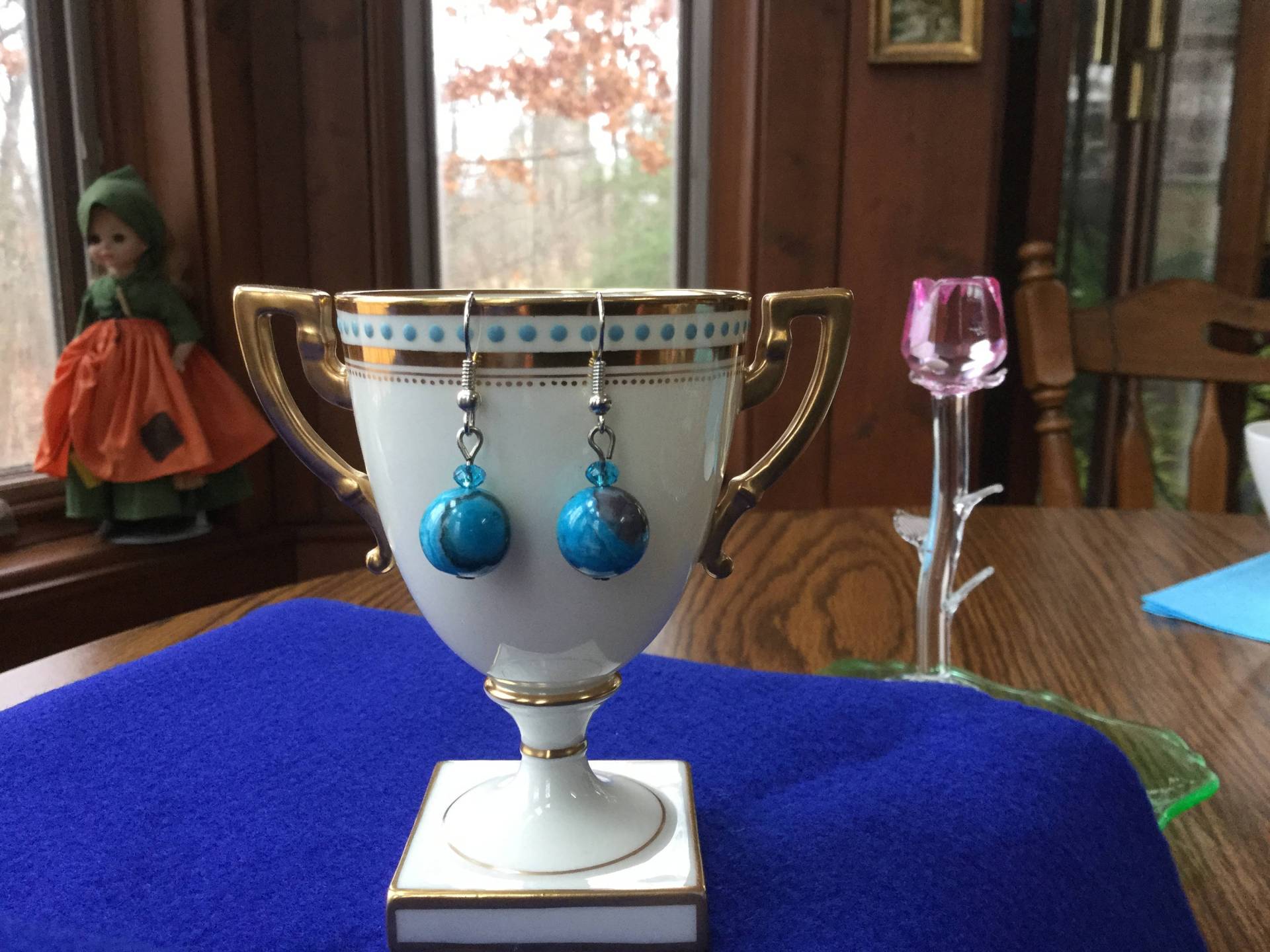 Blaue Crazy Lace Achat Ohrringe Mit Silber Haken von JewelryLoveRocks