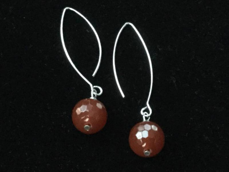 Ohrringe Runden Karneol Orange Rote Facettierte Tropfenohrringe Mit Silber Marquise Ohr Drähte, Facettiertem Kristall Akzent Ohrringe Runden Karneol Orange Rote Facettierte Tropfenohrringe Mit Silber Marquise Ohr Drähte, Facettiertem Kristall Akzent von JewelryLoveRocks