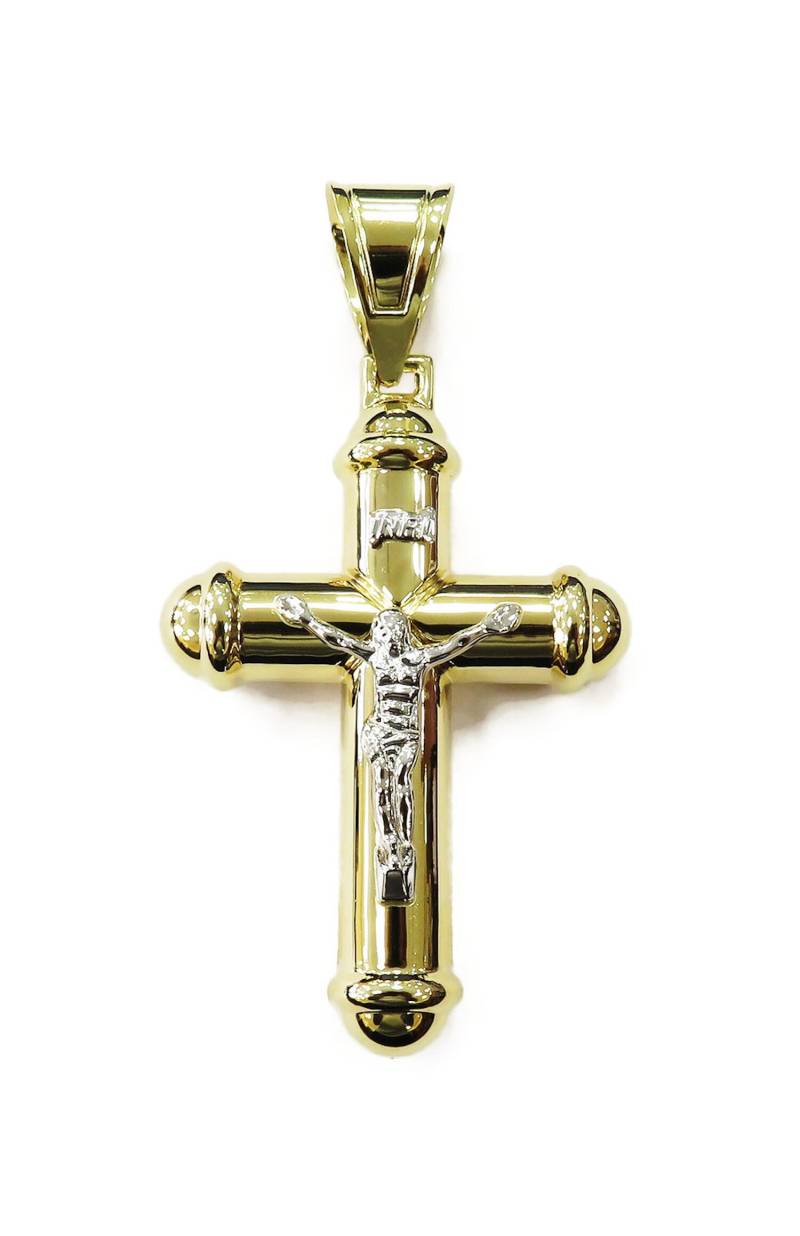 14K Zwei Ton Gelb & Weiß Gold Kreuz Kruzifix Charm Halskette Anhänger 12, 0 14K Zwei Ton Gelb & Weiß Gold Kreuz Kruzifix Charm Halskette Anhänger 12, 0 von JewelryMasterUSA