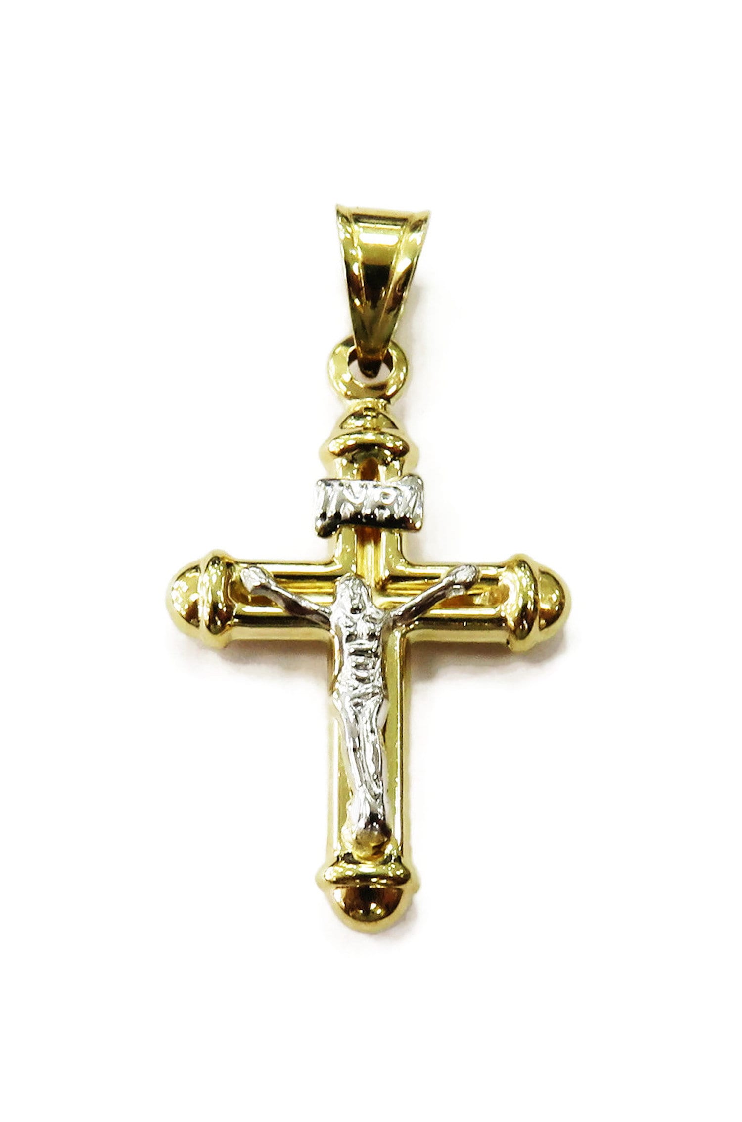 14K Zwei Ton Gelb & Weiß Gold Kreuz Kruzifix Charm Halskette Anhänger 14K Zwei Ton Gelb & Weiß Gold Kreuz Kruzifix Charm Halskette Anhänger von JewelryMasterUSA