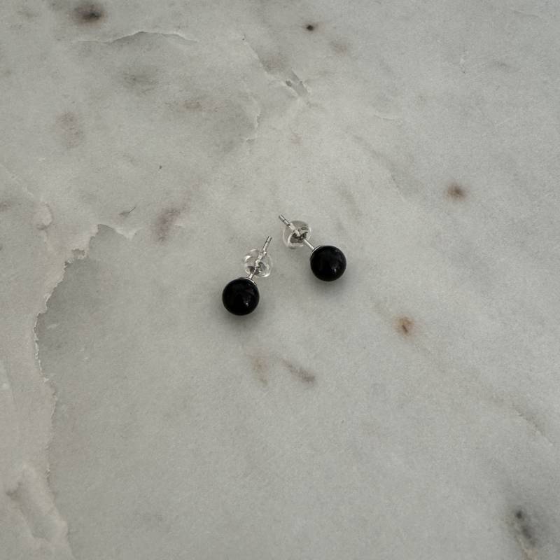 Turmalin Schörl | Ohrringe Ohrstecker 6mm 925Er Sterling Silber von JewelryOfNani