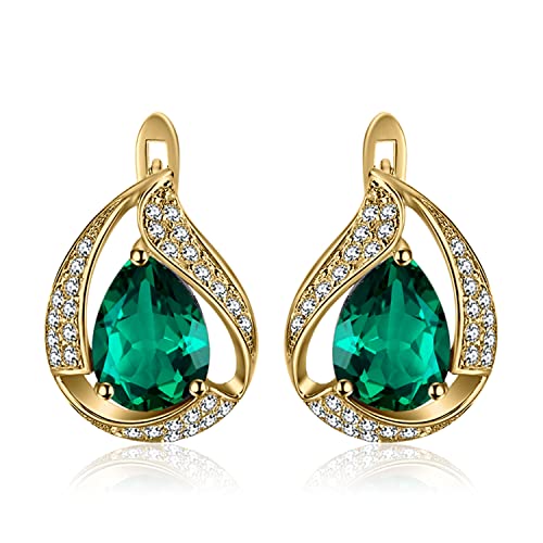 JewelryPalace 3.7 ct Luxus Grün Simulierte Nano Smaragd Ohrstecker Ohrring 925 Sterling Silber Gelb Vergoldet von JewelryPalace