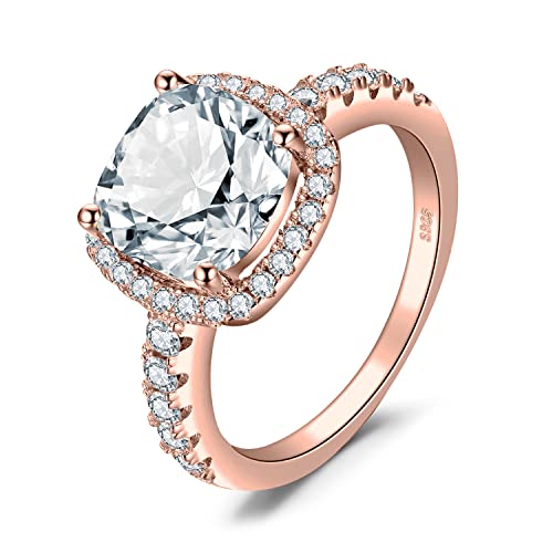 JewelryPalace 3ct Zirkonia Verlobungsring Eheringe Promise Verlobung Ring Silber 925 Damen, Silberringe Trauringe Vorsteckring Hochzeitsringe Antragsring Entouragering Ringe, Damen Schmuck Rosegold 59 von JewelryPalace