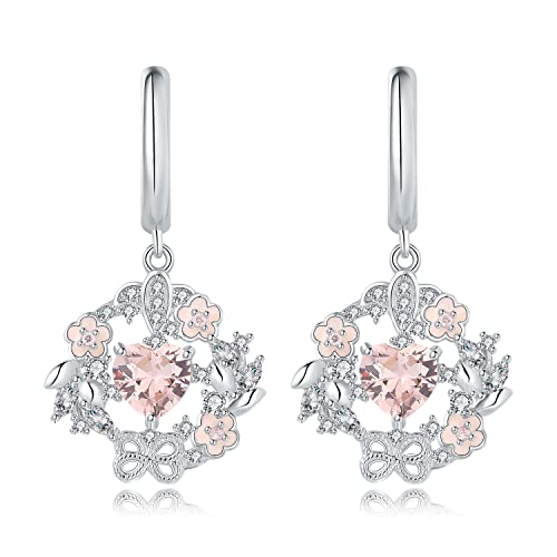 JewelryPalace 6mm Blume Herz Liebe 2.4ct Rosa Morganit-Farbe Erstellt Saphir Ohrhänger Silber 925 Damen, Marquise Schmuck Set, Ohrringe Silber mit Stein, Edelstein Mädchen Creolen Geschenke für Frauen JewelryPalace 6mm Blume Herz Liebe 2.4ct Rosa Morganit-Farbe Erstellt Saphir Ohrhänger Silber 925 Damen, Marquise Schmuck Set, Ohrringe Silber mit Stein, Edelstein Mädchen Creolen Geschenke für Frauen von JewelryPalace