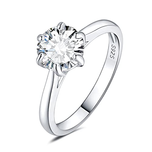 JewelryPalace 8mm 2ct Rund Zirkonia Solitär Promise Ring Damen, Braut Schmuck Set, Verlobungsring Damenring Ringe Silber 925 mit Stein für Frauen, Simulierte Diamant Jubiläum Eheringe Silberringe 49 JewelryPalace 8mm 2ct Rund Zirkonia Solitär Promise Ring Damen, Braut Schmuck Set, Verlobungsring Damenring Ringe Silber 925 mit Stein für Frauen, Simulierte Diamant Jubiläum Eheringe Silberringe 49 von JewelryPalace