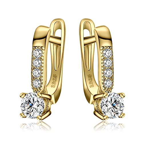 JewelryPalace 925 Sterling Silber 1ct Zirkonia CZ Creolen Ohrringe Geschenk Für Frauen Gold von JewelryPalace