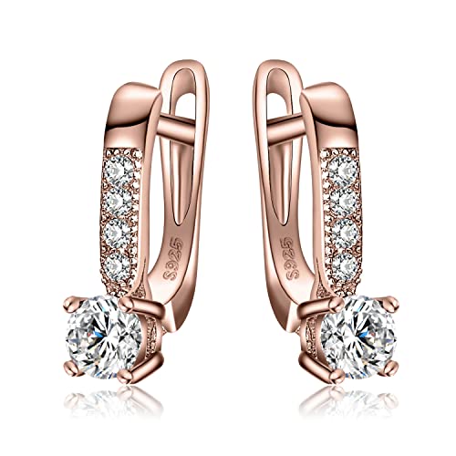 JewelryPalace 925 Sterling Silber 1ct Zirkonia CZ Creolen Ohrringe Geschenk Für Frauen Rosegold von JewelryPalace