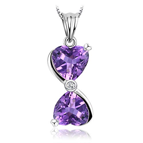 JewelryPalace Herzform Echter Amethyst Infinity Symbol Anhänger 925 Sterling Silber 45 Cm Box Kette von JewelryPalace