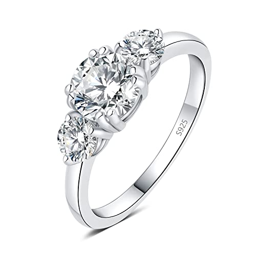 JewelryPalace Drei Stein Rundschliff 1.4ct Moissanite Ring Damen, Verlobungsringe Silber 925 Frauen, Hochzeitsring Damenring Simulierter Diamant Promise Ring, Mädchen Schmuck Silberring mit Stein 46 JewelryPalace Drei Stein Rundschliff 1.4ct Moissanite Ring Damen, Verlobungsringe Silber 925 Frauen, Hochzeitsring Damenring Simulierter Diamant Promise Ring, Mädchen Schmuck Silberring mit Stein 46 von JewelryPalace
