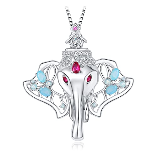 JewelryPalace Glückselefant Rundschliff Erstellt Rot Rubin Blau Spinel Cluster Ketten Anhänger 45CM, Brosche Stein Schmuck Set, Halskette Damen Silber 925 Collier Damen,Schmuck Mädchen Geschenk Frauen JewelryPalace Glückselefant Rundschliff Erstellt Rot Rubin Blau Spinel Cluster Ketten Anhänger 45CM, Brosche Stein Schmuck Set, Halskette Damen Silber 925 Collier Damen,Schmuck Mädchen Geschenk Frauen von JewelryPalace