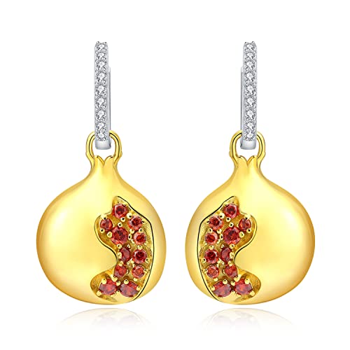 JewelryPalace Granatapfel Rundschliff Rot Zirkonia Ohrhänger Silber 925 Damen, Gelb Gold 585 Schmuck Set, Ohrringe Silber Vergoldet Edelstein Mädchen, Creolen Silber mit Stein Geschenk für Frauen JewelryPalace Granatapfel Rundschliff Rot Zirkonia Ohrhänger Silber 925 Damen, Gelb Gold 585 Schmuck Set, Ohrringe Silber Vergoldet Edelstein Mädchen, Creolen Silber mit Stein Geschenk für Frauen von JewelryPalace