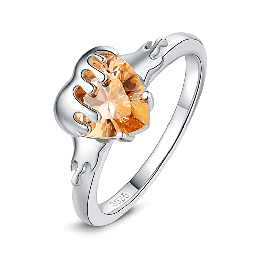 JewelryPalace Honig Herz Liebe 3.3ct Orange Morganit-Farbe Zirkonia Ring Damen, Ring mit Große Stein Schmuck Set, Silberring Statement Damenring Silber 925, Modeschmuck Mädchen Geschenk für Frauen 49 von JewelryPalace