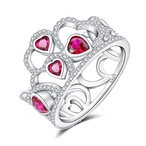 JewelryPalace Ich Trage Dein Herz Liebe Erstellt Rubin Zirkonia Statement Ring Damen, Ring mit Rot Stein Schmuck Set, Geburtsstein Juli Damenring Silber Ringe 925, Schmuck Mädchen Geschenke Frauen 51 von JewelryPalace