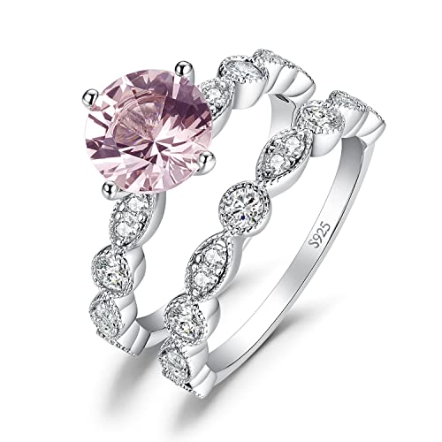 JewelryPalace Infinity 2.5ct Erstellt Rosa Morganit Saphir Ring Damen, Verlobungsring Silber 925 Solitär Marquise mit Stein, Hochzeitsring Unendlichkeit Ehering Trauring Band Ring Set für Frauen 54 von JewelryPalace