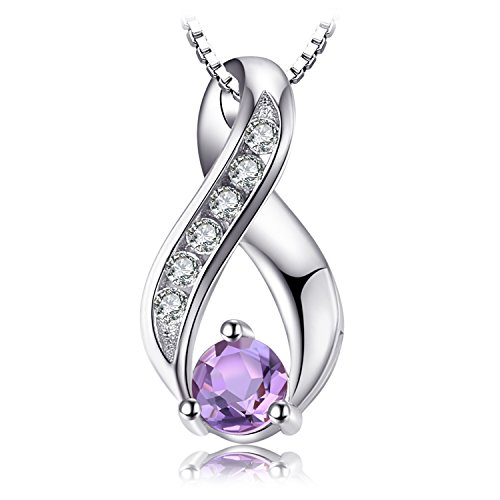 JewelryPalace Infinity Echt Amethyst Kette Anhänger 45CM, Violett Schmuck Set, Halskette Damen Silber 925 Collier Damen Mädchen, Unendlichkeit Lila Edelstein Schmuck für Frauen Jahrestag Valentinstag von JewelryPalace