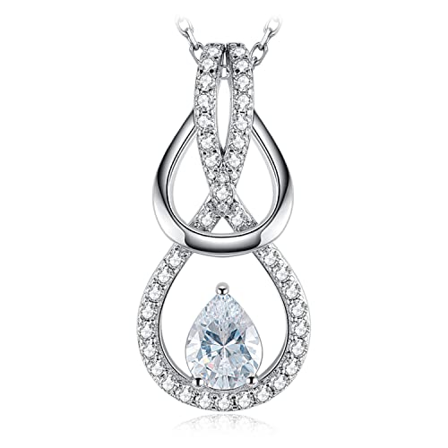 JewelryPalace Infinity Liebe Zwei Knoten 2.6ct Zirkonia Kette Anhänger 45CM, Unendlichkeit Ketten Stein Schmuck Set Frauen, Halskette Damen Silber 925 Collier, Schmuck Mädchen Geschenk für Freundin von JewelryPalace