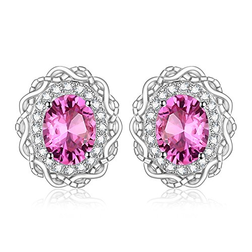 JewelryPalace Infinity Oval 1ct Echt Natur Rosa Topas Halo Ohrstecker Silber 925 Damen, Unendlichkeit Pinker Schmuck Set, Ohrringe Edelstein Mädchen,Ohrstecker Klein mit Stein Geschenk für Frauen von JewelryPalace