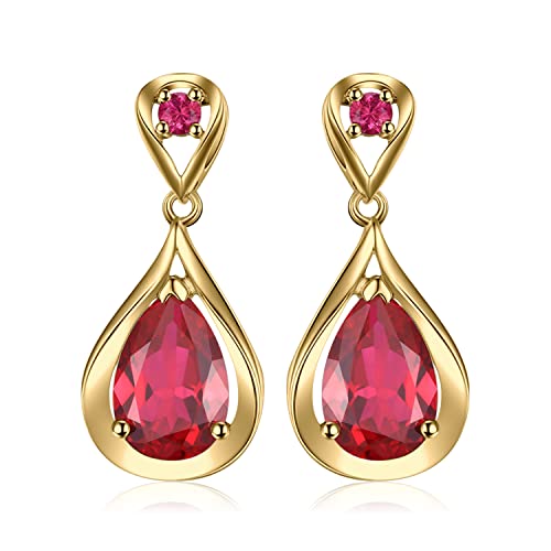 JewelryPalace Infinity Tropfen 8.8ct Erstellt Rubin Ohrhänger Ohrstecker Silber 925 Damen, Rot Stein Schmuck Set, Ohrringe Silber Unendlichkeit Edelstein Mädchen Schmuck, Geschenk für Frauen Vergoldet von JewelryPalace