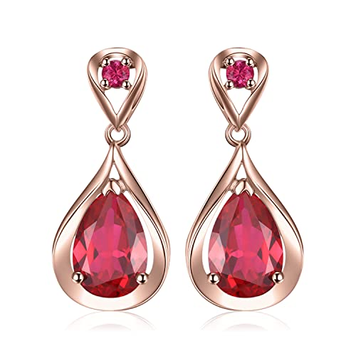 JewelryPalace Infinity Tropfen 8.8ct Erstellt Rubin Ohrhänger Ohrstecker Silber 925 Damen, Rot Stein Schmuck Set, Ohrringe Silber Unendlichkeit Edelstein Mädchen Schmuck, Geschenk für Frauen Rosegold von JewelryPalace