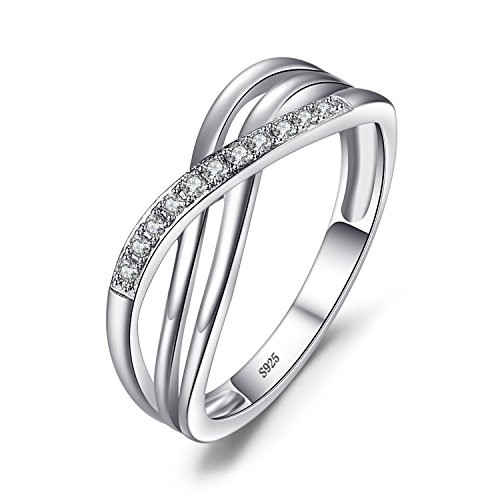 JewelryPalace Infinity Wickelring Verlobungsring Unendlichkeit Promise Eheringe Ring Silber 925 Damen, Zirkonia Silberringe Trauringe Damenring Hochzeitsringe Antragsring Ringe, Damen Schmuck 46 von JewelryPalace