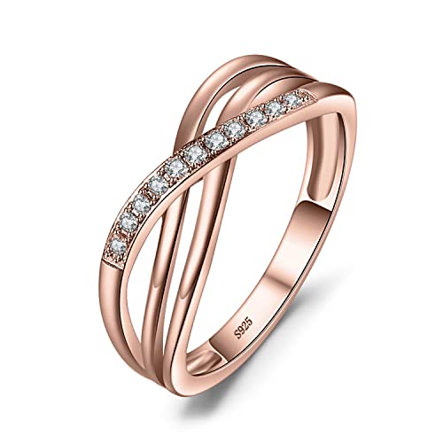 JewelryPalace Infinity Wickelring Verlobungsring Unendlichkeit Promise Eheringe Ring Silber 925 Damen, Zirkonia Silberringe Trauringe Hochzeitsringe Antragsring Ringe, Damen Schmuck Rosegold 48 von JewelryPalace