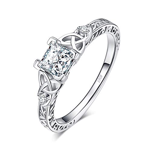 JewelryPalace Keltischer Vintage Zirkonia Verlobungsring Promise Verlobung Ring Silber 925 Damen, Silberringe Trauringe Damenring Hochzeitsringe Antragsring Entouragering Ringe Frauen, Damen Schmuck von JewelryPalace