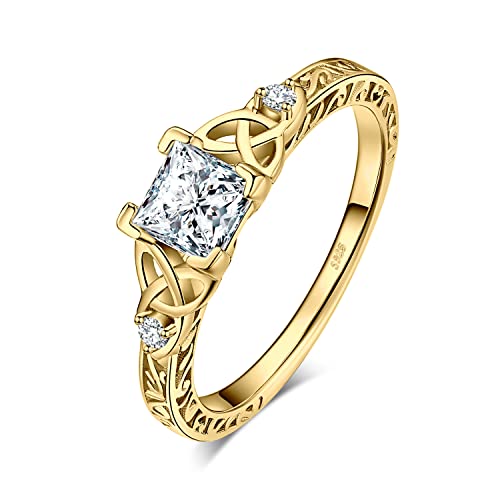 JewelryPalace Keltischer Vintage Zirkonia Verlobungsring Promise Ring Silber 925 Damen, Silberringe Trauring Damenring Hochzeitsringe Antragsring Entouragering Ringe Frauen, Damen Schmuck Vergoldet 57 von JewelryPalace