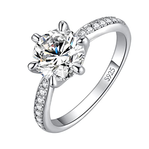 JewelryPalace Klassisch 3ct Rundschliff Zirkonia Solitär Promise Ring Damen, Verlobungsring Damenring Ringe Silber 925 mit Stein für Frauen, Simulierte Diamant Jubiläum Eheringe Silberringe 59 von JewelryPalace