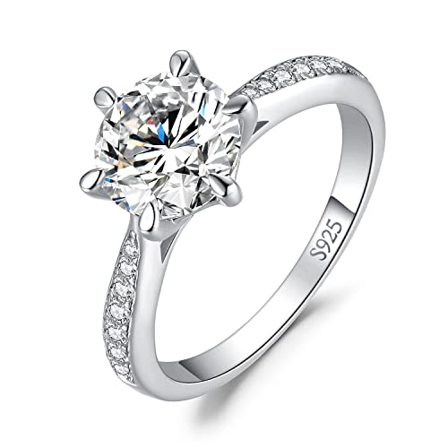 JewelryPalace Klassisch 8mm 2ct Rundschliff Moissanite Solitär Promise Ring Damen, Verlobungsring Damenring Ringe Silber 925 mit Stein für Frauen, Simulierte Diamant Jubiläum Eheringe Silberringe 50 JewelryPalace Klassisch 8mm 2ct Rundschliff Moissanite Solitär Promise Ring Damen, Verlobungsring Damenring Ringe Silber 925 mit Stein für Frauen, Simulierte Diamant Jubiläum Eheringe Silberringe 50 von JewelryPalace