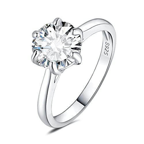 JewelryPalace Klassisch 9mm 3ct Rundschliff Zirkonia Solitär Promise Ring Damen, Verlobungsring Damenring Ringe Silber 925 mit Stein für Frauen, Simulierte Diamant Jubiläum Eheringe Silberringe 51 von JewelryPalace