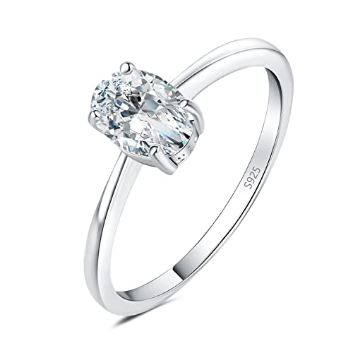 JewelryPalace Klassisch Ovalschliff 1ct Moissanite Solitär Promise Ring Damen, Schmuck Set, Verlobungsring Damenring Silber 925 mit Stein für Frauen, Simulierte Diamant Jubiläum Eheringe Silberring 49 von JewelryPalace