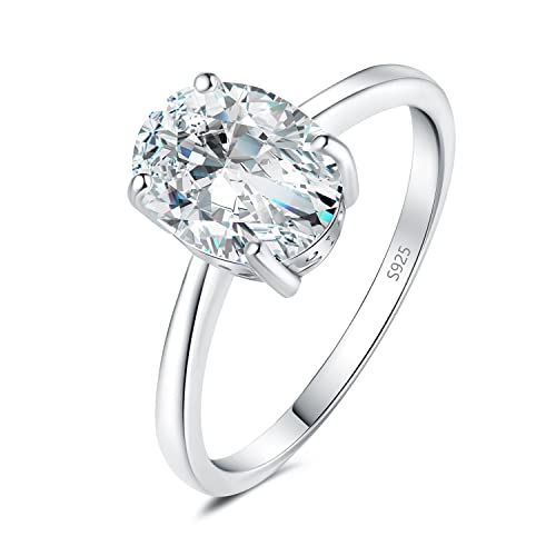 JewelryPalace Klassisch Ovalschliff 2ct Moissanite Solitär Promise Ring Damen, Schmuck Set, Verlobungsring Damenring Silber 925 mit Stein für Frauen, Simulierte Diamant Jubiläum Eheringe Silberring 49 von JewelryPalace