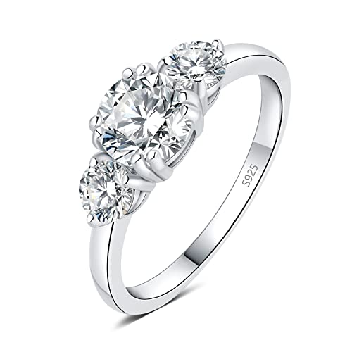 JewelryPalace Klassisch Rund 1.4ct Zirkonia Solitär Promise Ring Damen, Schmuck Set, Verlobungsring Damenring Silber 925 mit Stein für Frauen, Simulierte Diamant Jubiläum Eheringe Silberring 49 von JewelryPalace