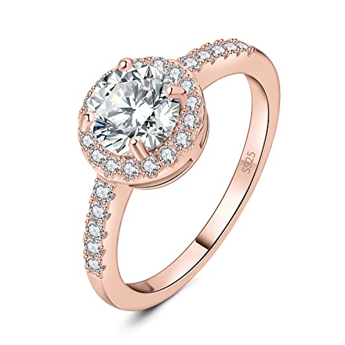 JewelryPalace Klassisch Rundschliff 1ct Moissanite Halo Promise Ring Damen, Schmuck Set, Verlobungsring Damenring Silber 925 mit Stein für Frauen, Simulierte Diamant Jubiläum Eheringe Rosegold 59 JewelryPalace Klassisch Rundschliff 1ct Moissanite Halo Promise Ring Damen, Schmuck Set, Verlobungsring Damenring Silber 925 mit Stein für Frauen, Simulierte Diamant Jubiläum Eheringe Rosegold 59 von JewelryPalace