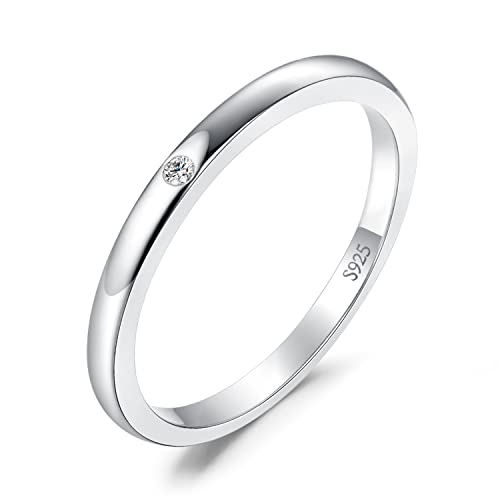 JewelryPalace Klassisch Solitär Zirkonia Band Ring Damen,Silberringe Hochzeitsringe Damenring Silber 925 Trauringe Eheringe für Frauen, Vorsteckring Stapelring Bandring Schmal, Ringe Set Schmuck 51 von JewelryPalace