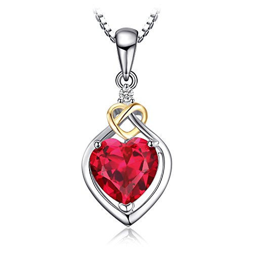 JewelryPalace Liebe Knoten Herz 4ct Erstellt Rubin Kette Anhänger 45CM, Rot Schmuck Set, Ketten Gelb Gold Halskette Damen Silber 925 Collier Damen, Ketten Frauen Bicolor Schmuck Mädchen von JewelryPalace