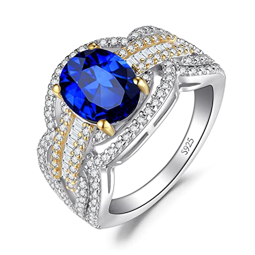 JewelryPalace Luxus Vintage Infinity 2.5ct Erstellt Blau Saphir Ring Damen,Verlobungsring Silber 925 Gold Promise Solitär Ringe mit Stein,Hochzeitsring Unendlichkeit Ring Band, Schmuck für Frauen 51 von JewelryPalace