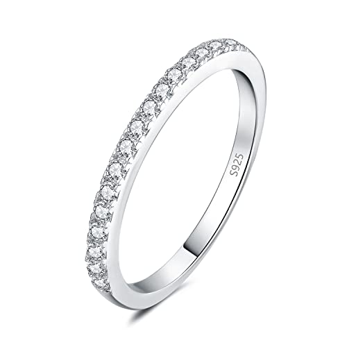 JewelryPalace Modeschmuck Klassisch 1.5mm Zirkonia Band Ring Damen, Hochzeitsringe Damenring Silber 925 Trauringe Eheringe für Frauen, Vorsteckring Stapelring Eternity Ring Bandring Schmal 59 von JewelryPalace