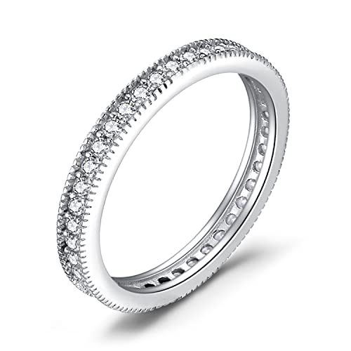 JewelryPalace Modeschmuck Klassisch Zirkonia Band Ring Damen, Hochzeitsringe Damenring Silber 925 Trauringe Eheringe für Frauen, Vorsteckring Stapelring Eternity Ring Bandring Schmal, Ringe Set 59 von JewelryPalace