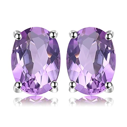 JewelryPalace Ovalschliff 1.4ct Echt Amethyst Solitär Ohrstecker Silber 925 Damen, Lila Stein Schmuck Set, Ohrringe Silber Edelstein Mädchen, Ohrstecker Silber Schmuck Frauen Geschenk von JewelryPalace