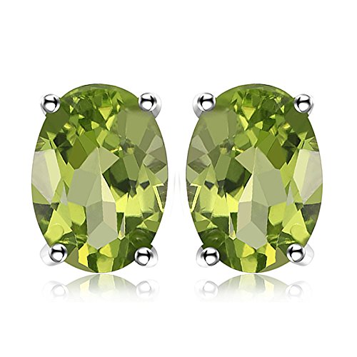 JewelryPalace Ovalschliff 1.8ct Echt Grüner Peridot Birthstone Ohrstecker Silber 925 Damen, Schmuck Set, Ohrringe Silber Edelstein Mädchen, Ohrstecker Silber Klein mit Stein Frauen Geschenk von JewelryPalace