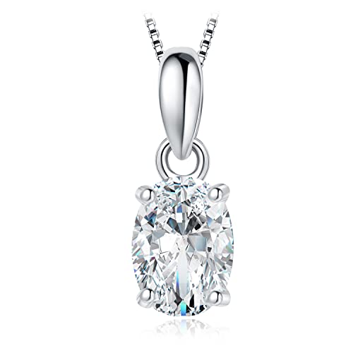 JewelryPalace Ovalschliff 1ct Moissanite Solitär Kette Anhänger, Braut Simulierter Diamant Schmuck Set, Halskette Damen Silber 925 Collier Damen mit Stein, Schmuck Mädchen Geschenk für Frauen 45CM H-J von JewelryPalace